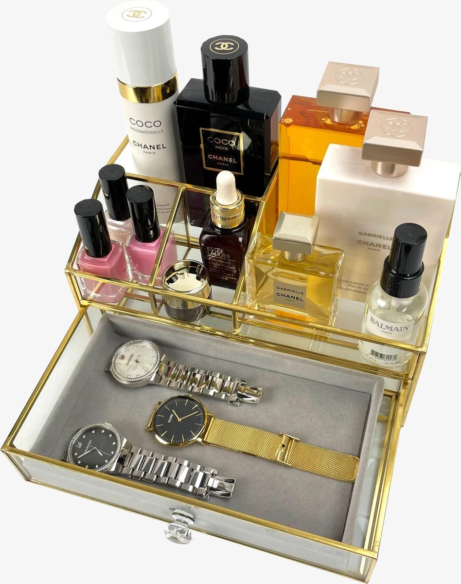 Make Up Organizer Stella | Goud| Cosmetica Organizer|sieraden Organizer | Make Up Organizer | Beautybox | Vitrine Boxje | Glazen Box |Makeup Organizer |Beauty Organizer | Makeupbox |Organizer | Storage Box |Make-uporganizer| Opbergdoos | Sieradendoos 5 Make Up Organizer Stella | Goud| Cosmetica Organizer|sieraden Organizer | Make Up Organizer | Beautybox | Vitrine Boxje | Glazen Box |Makeup Organizer |Beauty Organizer | Makeupbox |Organizer | Storage Box |Make-uporganizer| Opbergdoos | Sieradendoos - Image 3