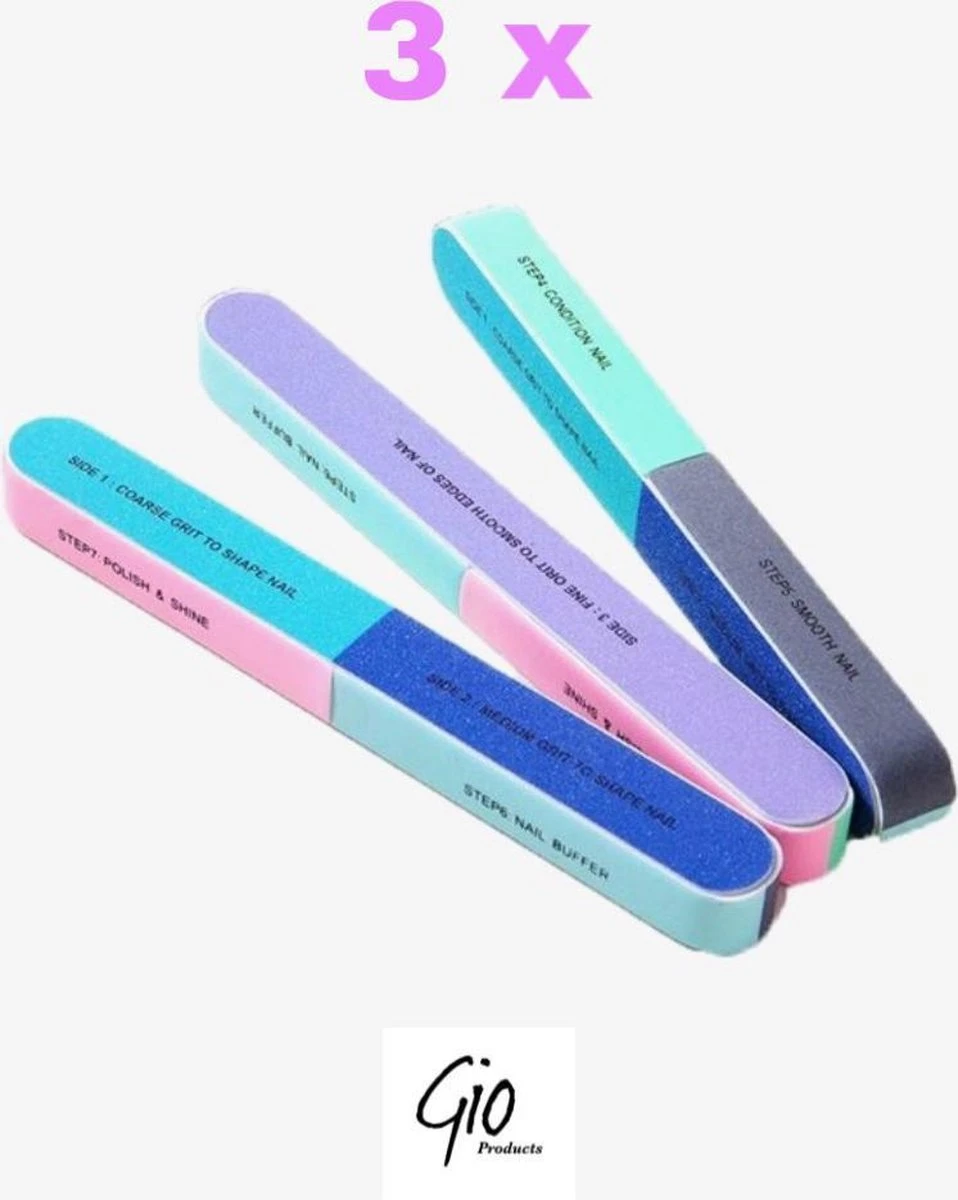 Merkloos Professionele Polijst / Glans Vijl - 3 Stuks - 6 Stappen Nail Buffer - Kunstnagels - Manicure - Pedicure - Nagelverzorging 4 Merkloos Professionele Polijst / Glans Vijl - 3 Stuks - 6 Stappen Nail Buffer - Kunstnagels - Manicure - Pedicure - Nagelverzorging - Image 2