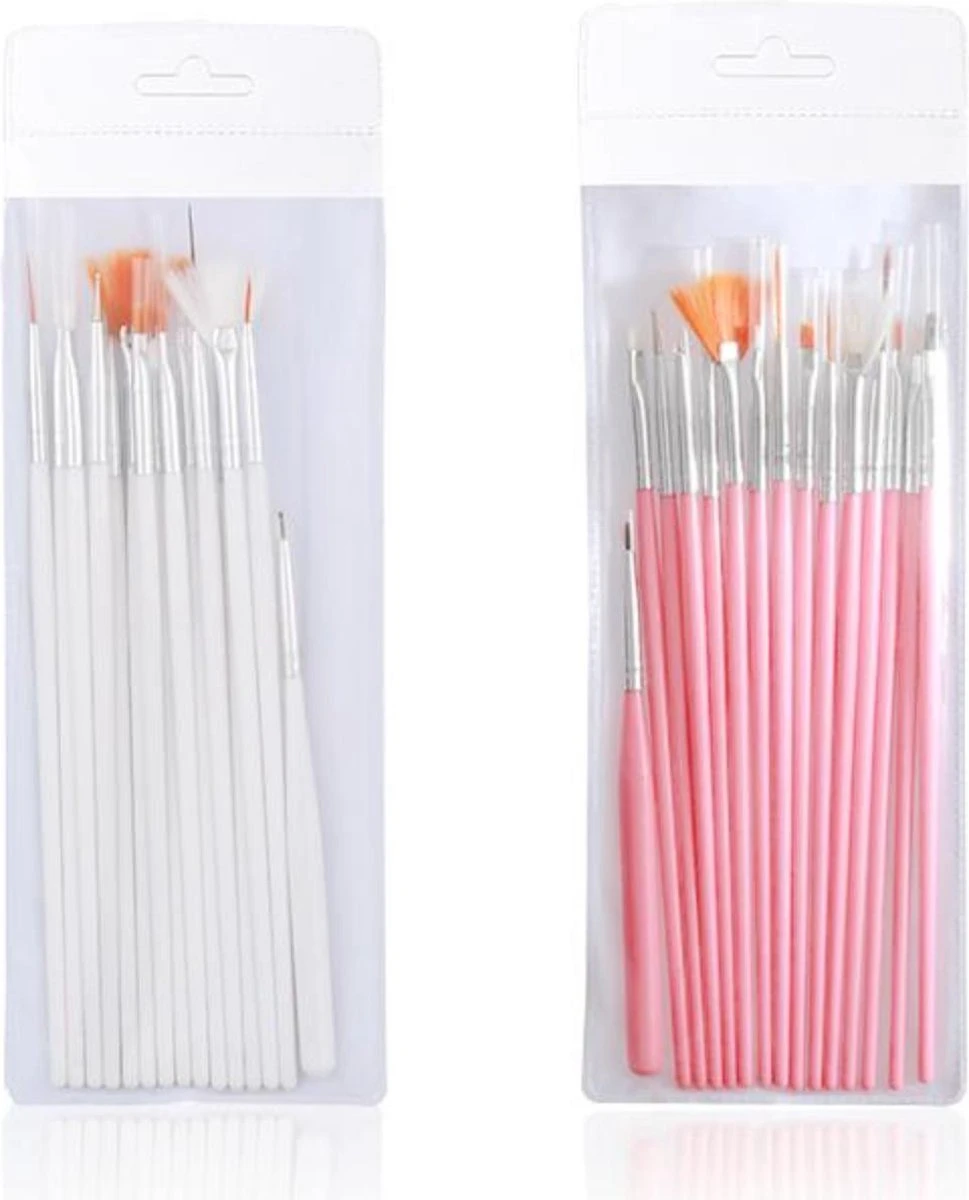 Merkloos Nail Art Penselen Set 15 Delig Wit - Gel / Acryl Penselen Nail Brush 4 Merkloos Nail Art Penselen Set 15 Delig Wit - Gel / Acryl Penselen Nail Brush - Image 2
