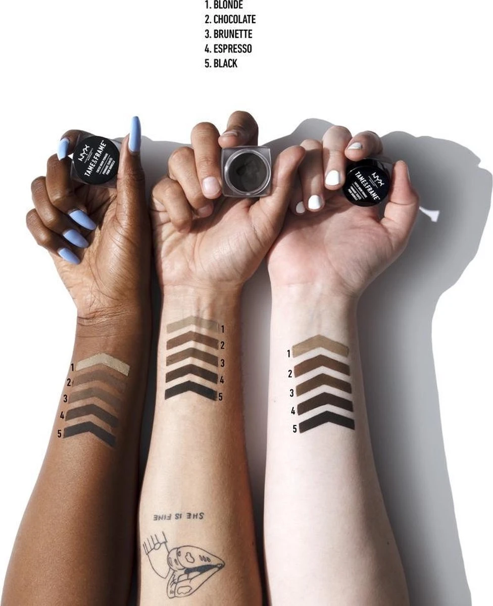 NYX Professional Makeup Tame & Frame Brow Pomade - Chocolate TFBP02 - Wenkbrauwgel - 5 Gr 6 NYX Professional Makeup Tame & Frame Brow Pomade - Chocolate TFBP02 - Wenkbrauwgel - 5 Gr - Image 4