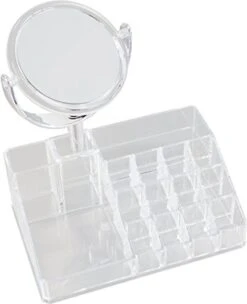 Oxid7® Organizer Voor Cosmetica Acryl - 25,5x22,5x15 Cm - 16 Vakken En Spiegel Met 3x Vergroting