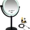 Metalen Verlichte Make-up LED Spiegel Mat Zwart 10x Vergroting 19cm Doorsnee, Inculsief 4x AA Batterijen En USB Stroomkabel -Modecosmetica Winkel 985x1200 5
